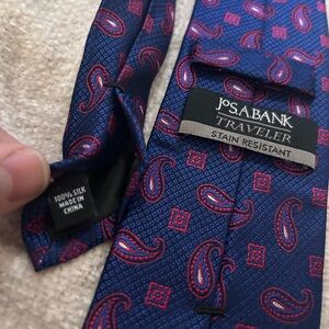 Jos. A. Bank Traveler Silk Tie with Blue and Red Paisley